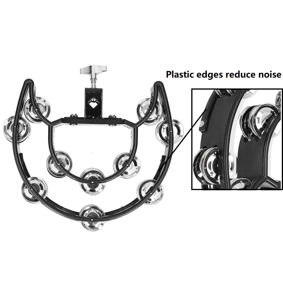 Tambourine Half Moon Mounted Double Row Bells with Mounting Eye Bolt Tambourine for Drum Set for Kids, Adults, Party - Image 5