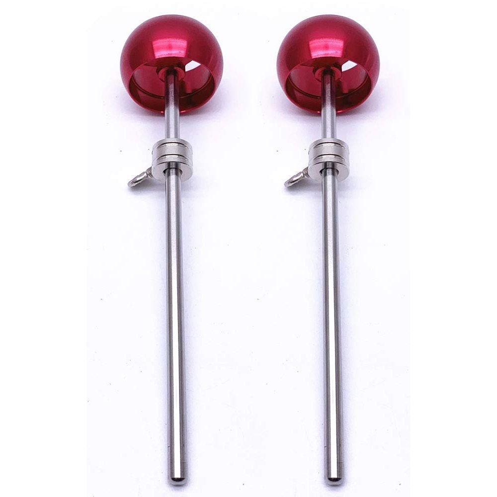 2 Pieces Bass Drum Pedal Beater Aluminum Alloy Hammer Head Percussion Instrument Accessory Part Red - Image 1