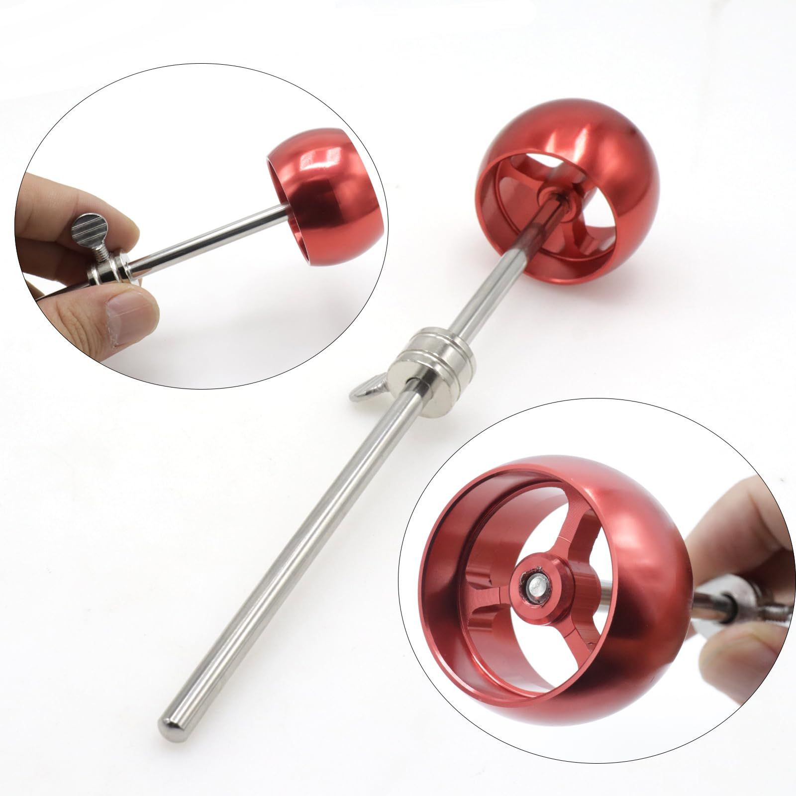 2 Pieces Bass Drum Pedal Beater Aluminum Alloy Hammer Head Percussion Instrument Accessory Part Red - Image 5