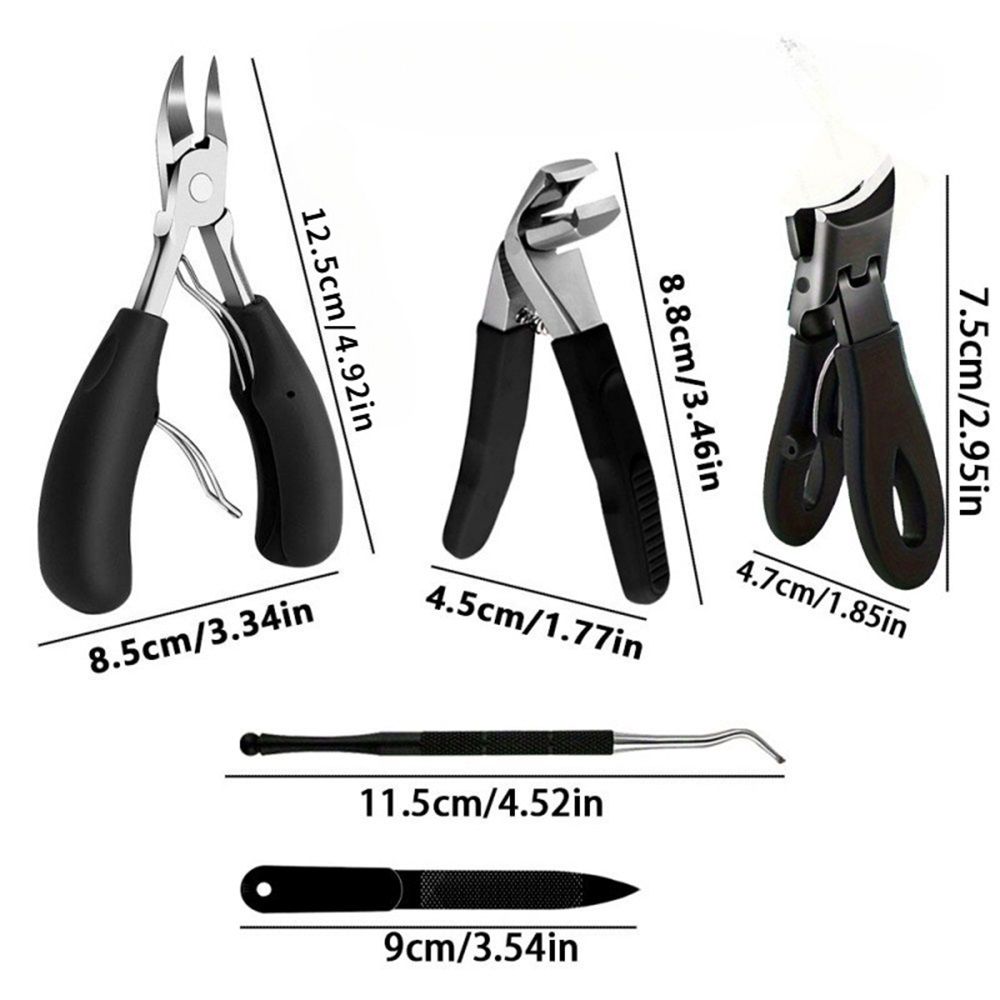 5pcs Toenail Clippers for Thick Toenails for Seniors, Angled Head Large Toe Nail Clippers Set for Men, Heavy Duty Ingrown Toenail Clippers with Long Handle, Ultra Sharp Slanted Nail Cutter Wide Jaw - Image 2