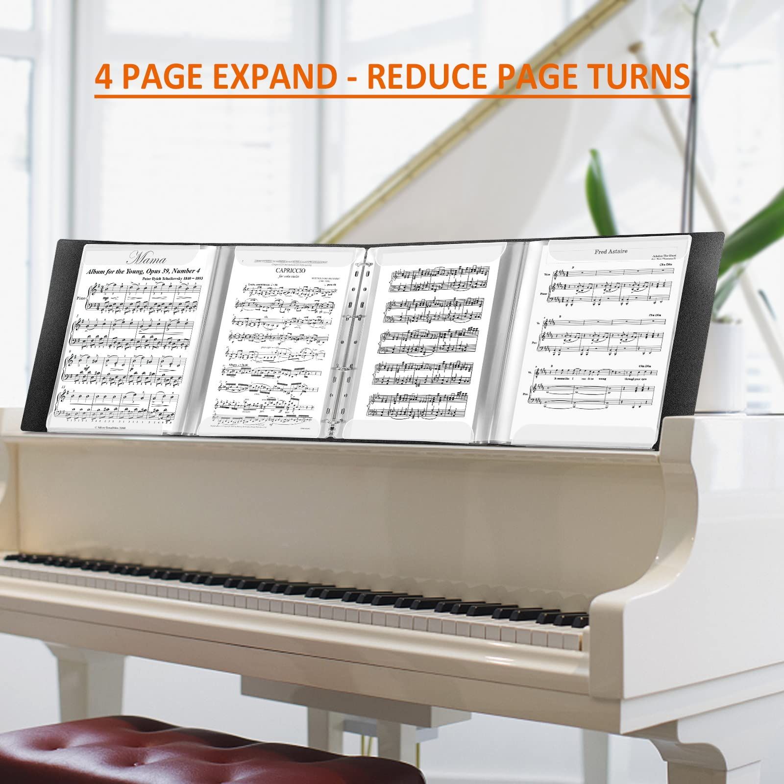 Sheet Music Folder,  Music Binder, 4 Page Expand,20 Pages Capacity, Writable Choir Folder, Black - Image 3