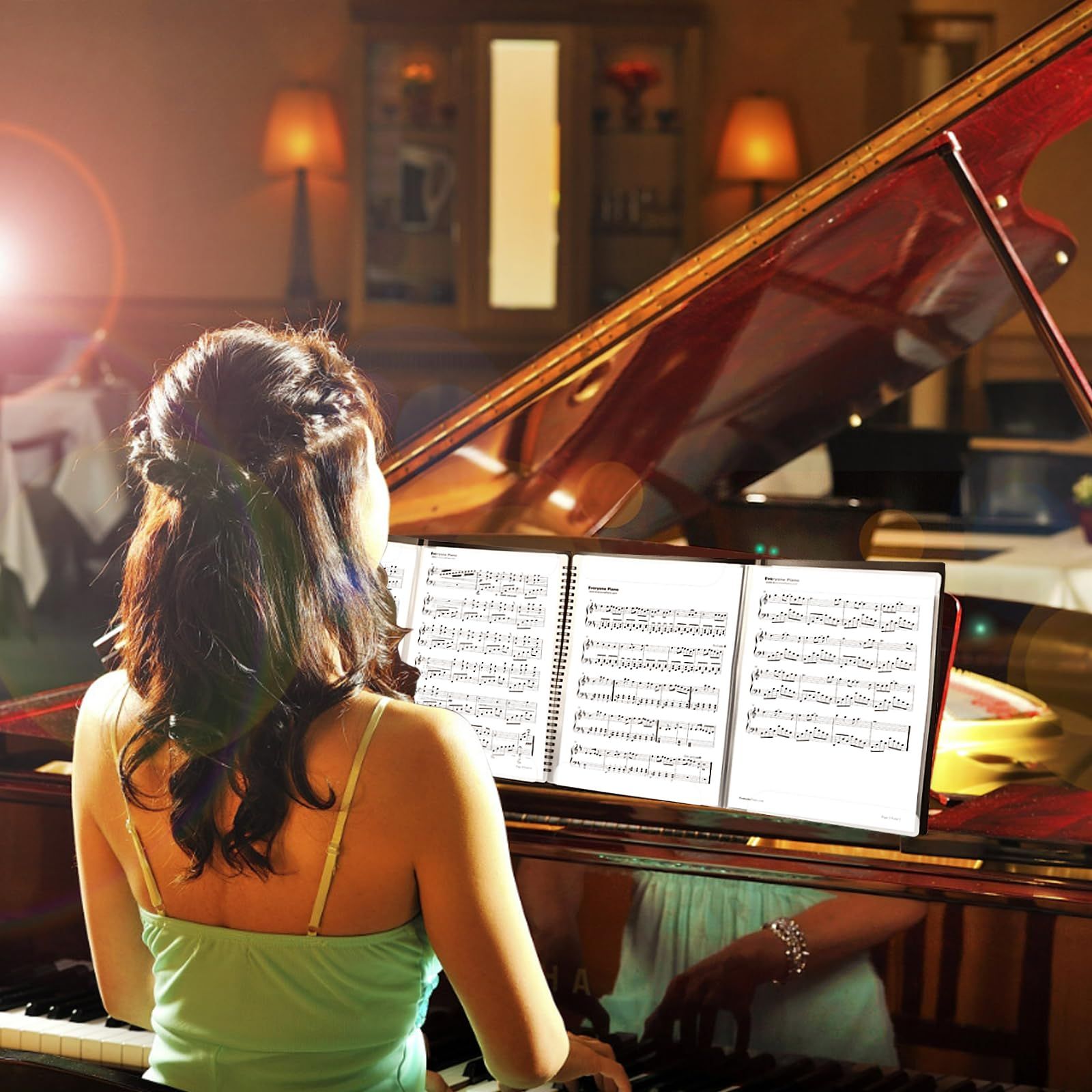 Sheet Music Folder,  Music Binder, 4 Page Expand,20 Pages Capacity, Writable Choir Folder, Black - Image 4