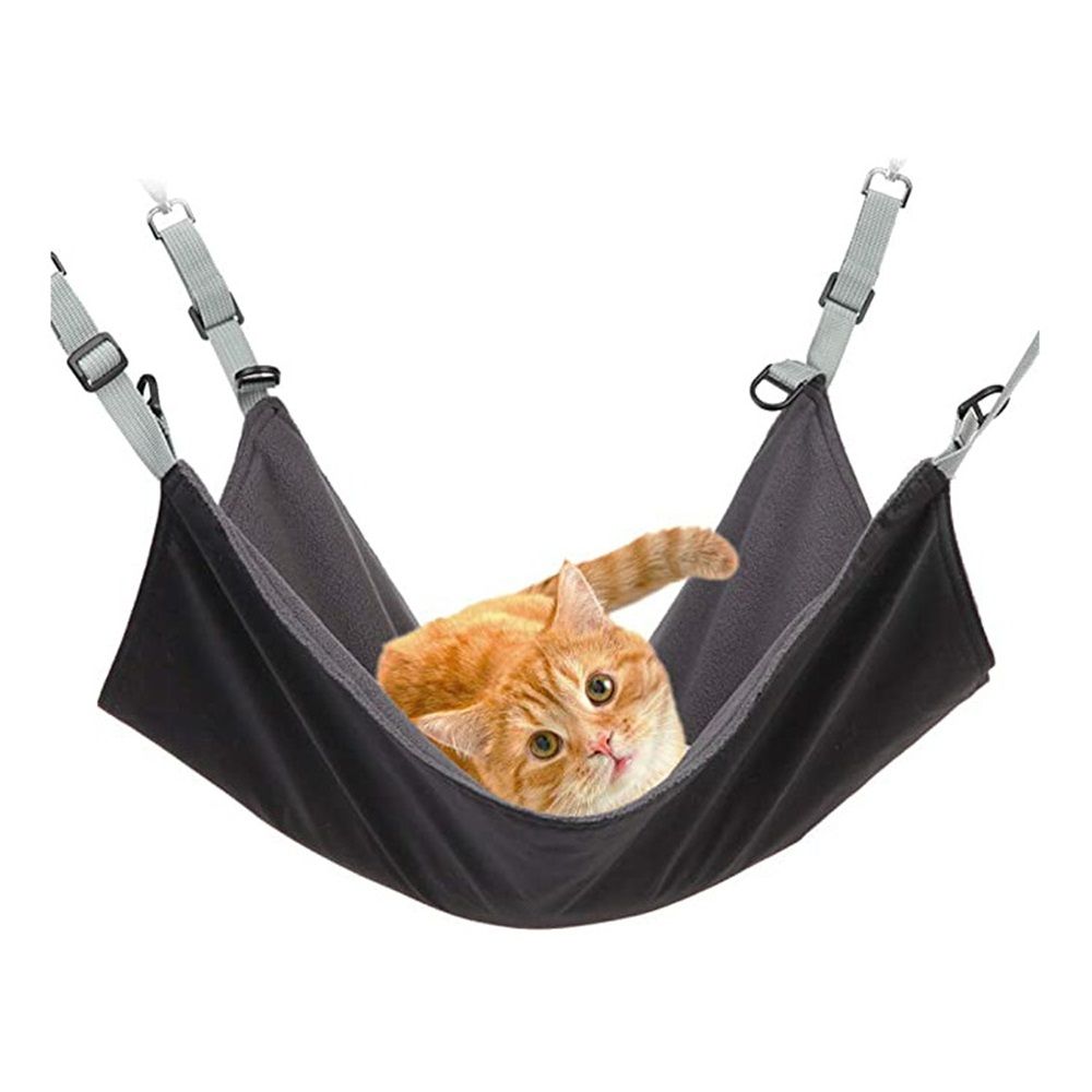 Cat Hammock for Cage - Hanging Washable Soft Outdoor Mat, Waterproof Cooling Bed for Large Kittens 16.5*22 in (Black) - Image 2