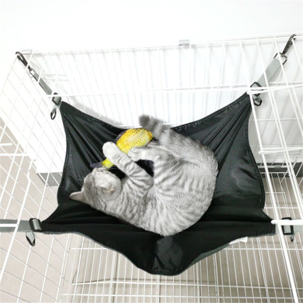Cat Hammock for Cage - Hanging Washable Soft Outdoor Mat, Waterproof Cooling Bed for Large Kittens 16.5*22 in (Black) - Image 5