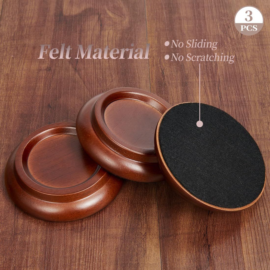 Piano Caster Cups Grand Piano Caster Cups Wood Coasters Cups Piano Caster Pads for Grand Piano 3pcs - Image 4