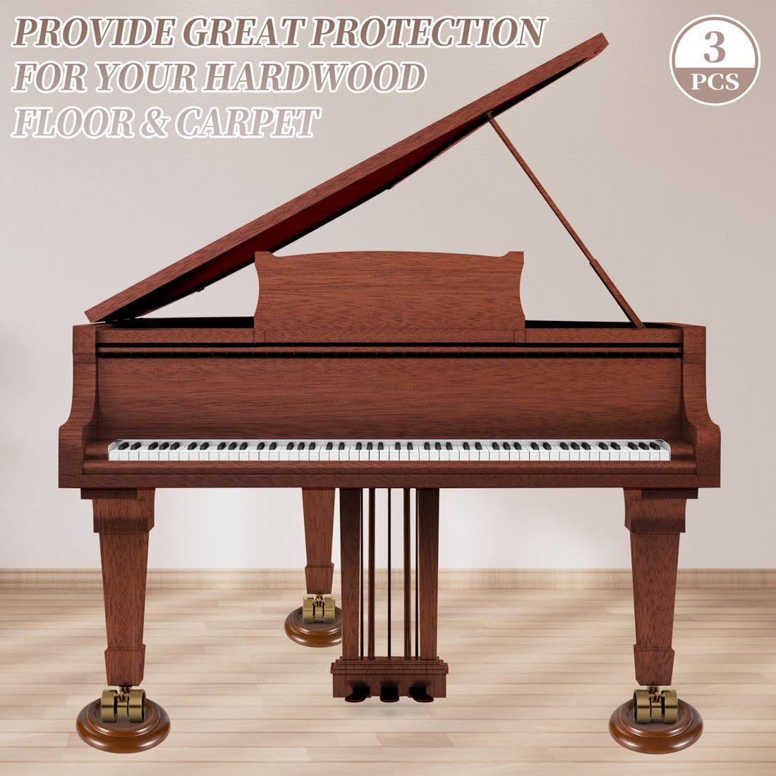 Piano Caster Cups Grand Piano Caster Cups Wood Coasters Cups Piano Caster Pads for Grand Piano 3pcs - Image 5