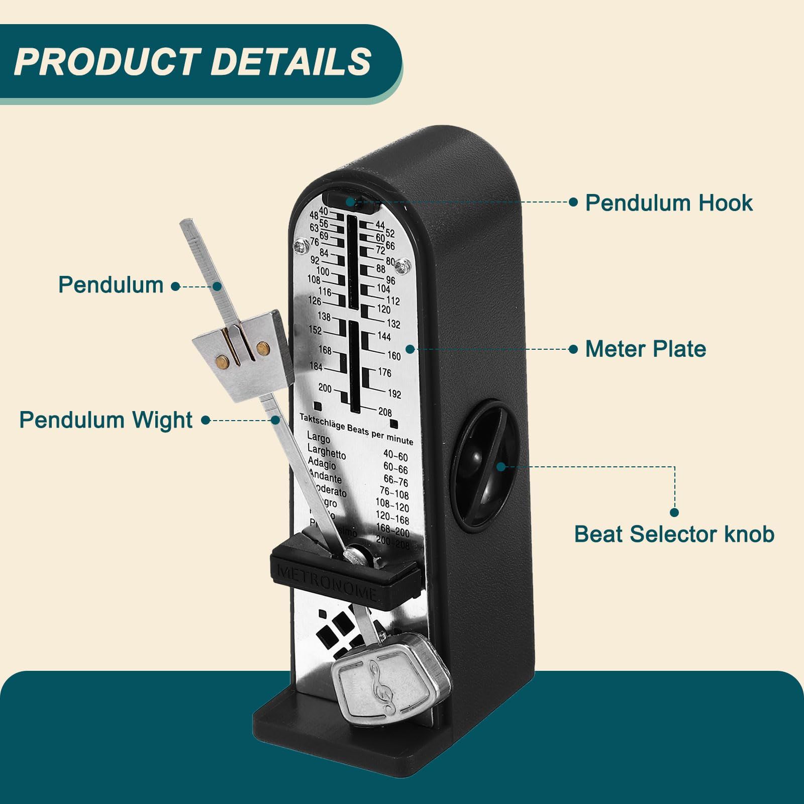 Mechanical Metronome Portable Mini Universal Metronome 11cm Height for Piano Guitar Violin Ukulele Chinese Zither Music Instrument - Image 4