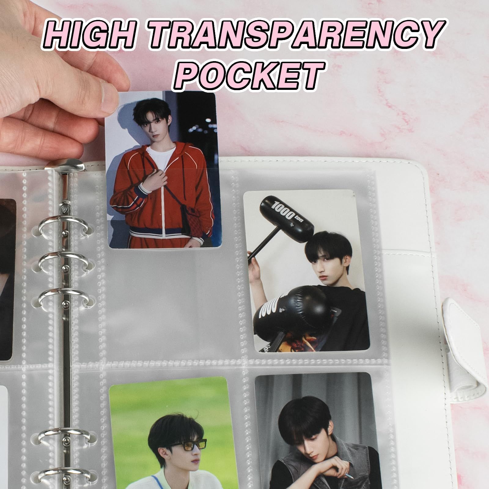 Photocard Binder with 25 Pack 4-Pocket Card Pages, 6 Ring Binder Card Collector Album PU Leather Binder Cover with Magnetic Buckle Closure for Organizing Trading Card - Image 3