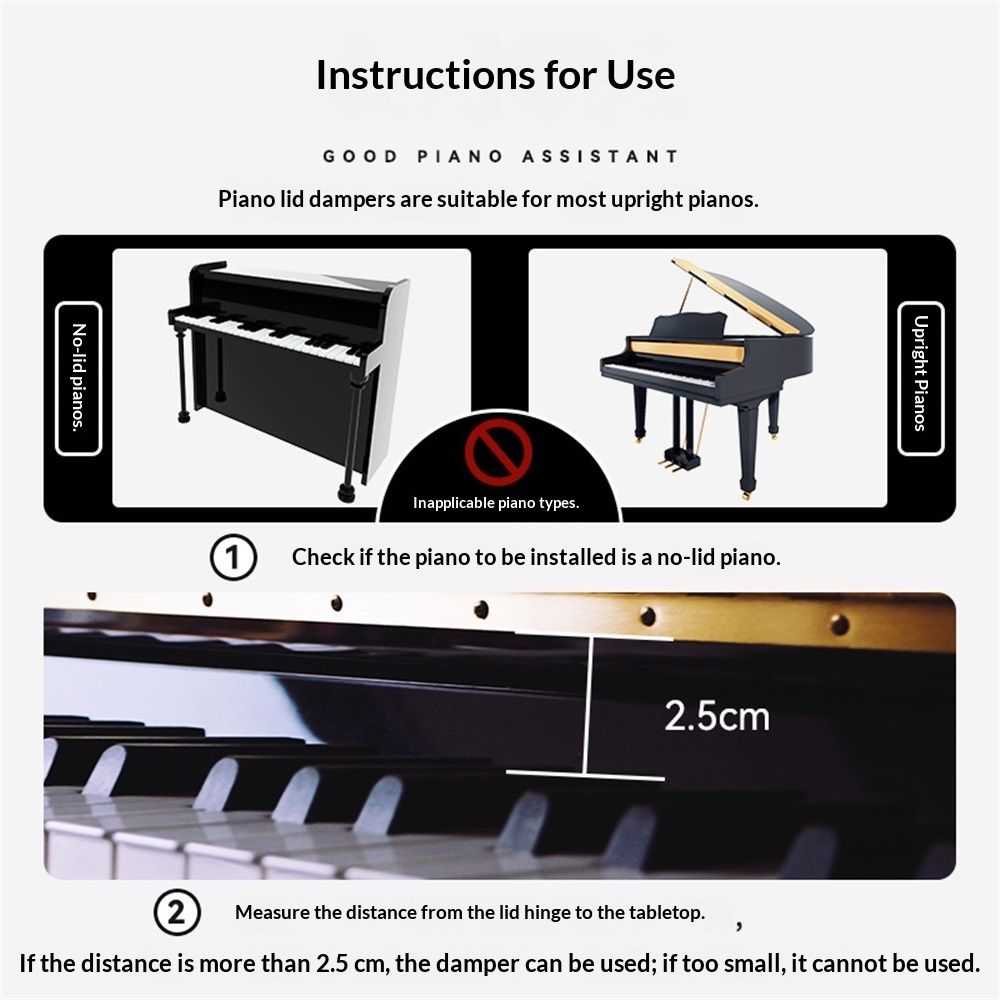 Ultrathin Piano Keyboard Cover - Durable Control Device with Slow Closing, Hydraulic Shock Absorber (Black) - Image 4
