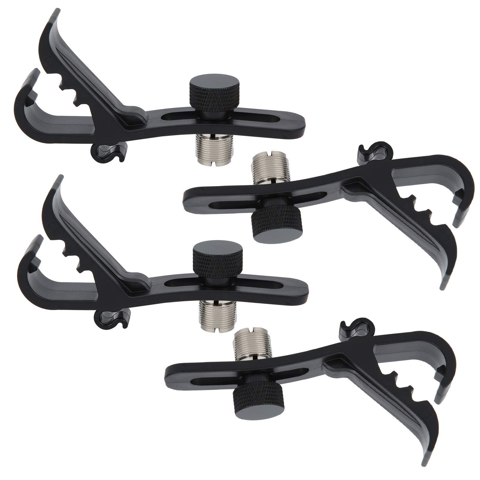 Drum Microphone Clip, 4PCS Shockproof Securing Mic Clips Drums Micro Phone Clamp Mount Holder Adjustable Compact Universal Lapel Mic Stand Rim Musical Instrument Supplies Fixing Set - Image 1