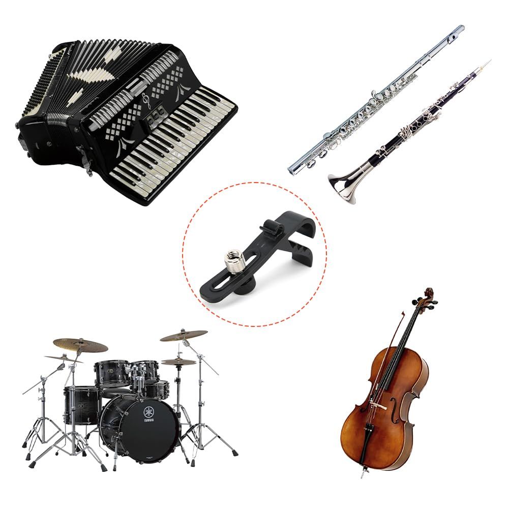 Drum Microphone Clip, 4PCS Shockproof Securing Mic Clips Drums Micro Phone Clamp Mount Holder Adjustable Compact Universal Lapel Mic Stand Rim Musical Instrument Supplies Fixing Set - Image 3