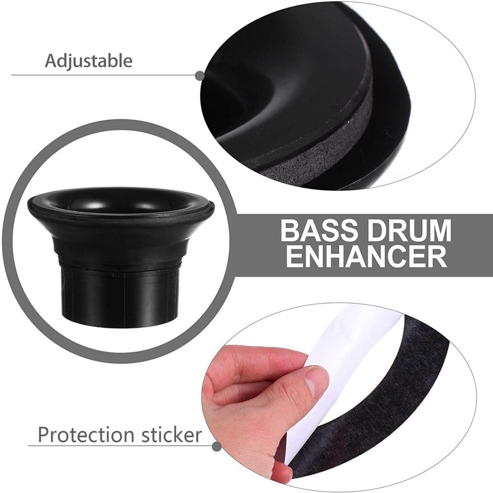 Bass Drum Enhancer Kick Drum Enhancer ABS Rubber Bass Drums Effect Amplifier Bass Hole Protection Speaker Expands LowEnd Frequency Enhancers Portable Drums Percussion Accessories Black - Image 2