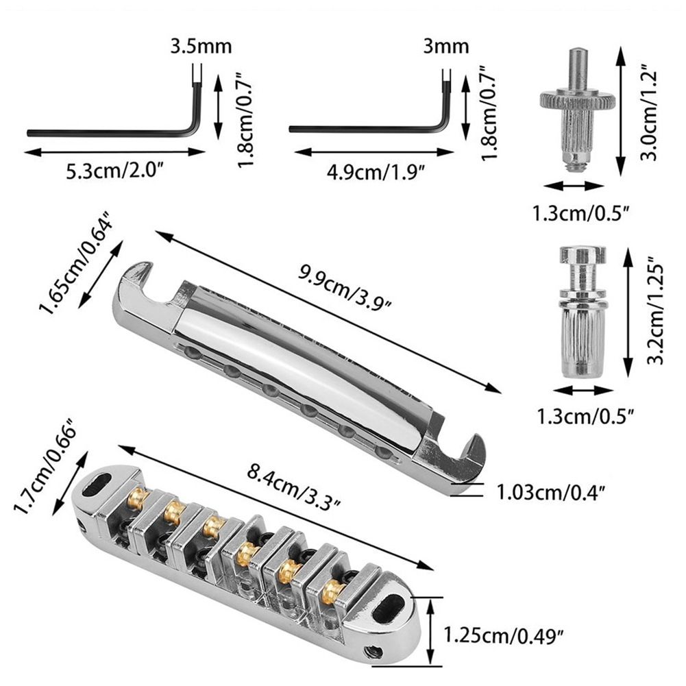 LP SG Roller Saddle Bridge ABR-1 Tune-o-matic Bridge Tailpiece Bridge For Guitar (Chrome) Tailpiece Roller Saddle Bridge - Image 3