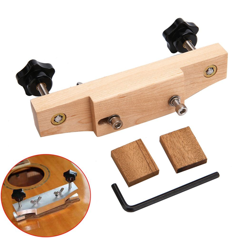 Solid Guitar Bridge Clamp, Entry Level Bridge Clamp Acoustic Luthier Tools with Cork Gasket & L-Wrench, Wooden Guitar Bridge Clamp for Classical/Acoustic Guitar Accessory Luthier Tools - Image 1