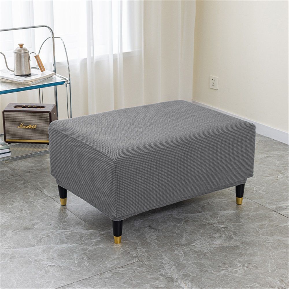 Cover Slipcover Rectangle Footrest Sofa Slipcovers Stool Cover Footstool Protector Covers Feature Stretch Thick Soft Jacquard Fabric Removable Washable - Image 2