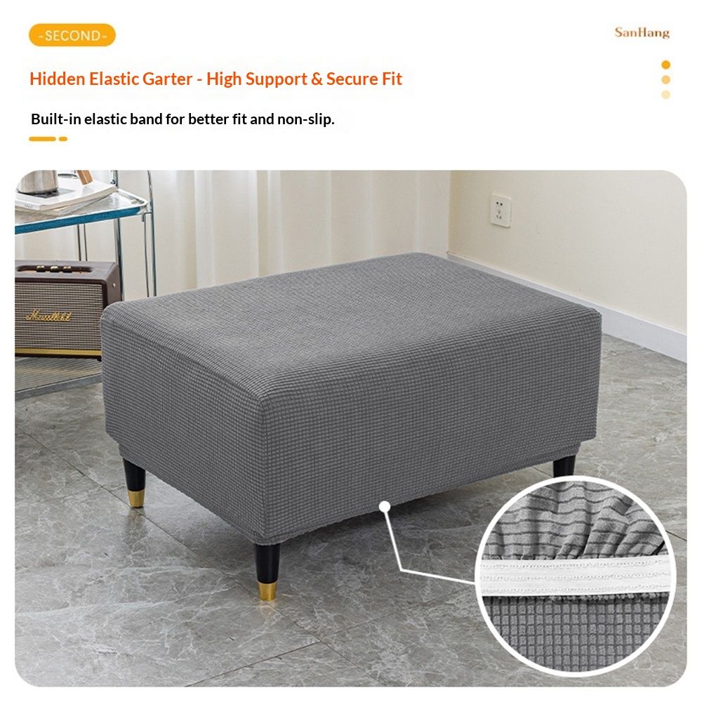 Cover Slipcover Rectangle Footrest Sofa Slipcovers Stool Cover Footstool Protector Covers Feature Stretch Thick Soft Jacquard Fabric Removable Washable - Image 3