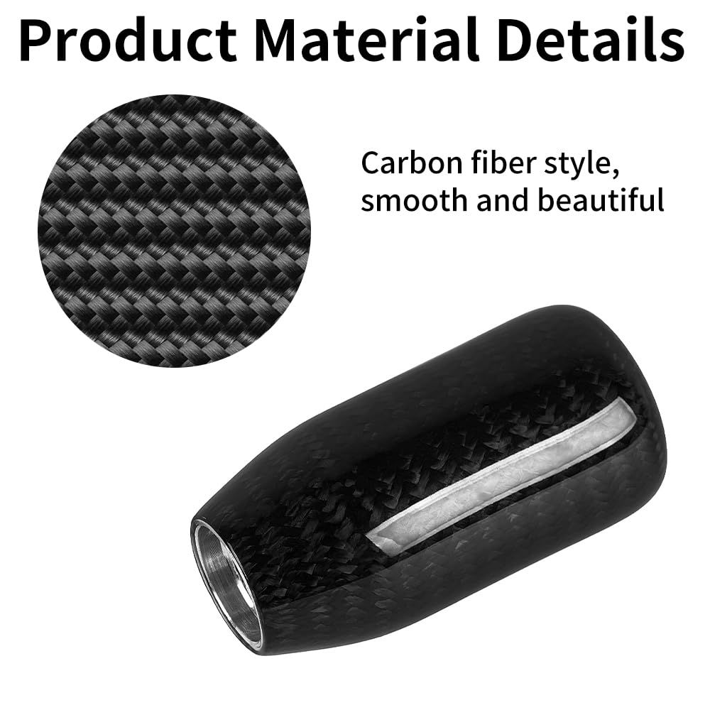 racing Carbon Fiber Shift Knob Long Modified Carbon Fiber Stand Head Gear Shift Knobs for Most Automobile with 3 Adapters (Carbon Fibers-Long, Black) - Image 4