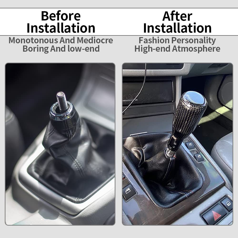 racing Carbon Fiber Shift Knob Long Modified Carbon Fiber Stand Head Gear Shift Knobs for Most Automobile with 3 Adapters (Carbon Fibers-Long, Black) - Image 5