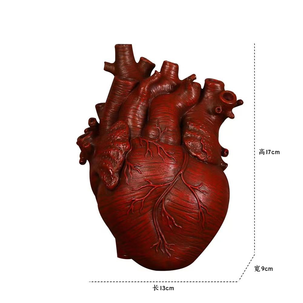 Vase Flower Vases Heart Shaped Decor Resin Flower Pot Modern Unique Nordic Art Style Decorative Vase for Home Wedding Gift Desktop Living Room Decoration - Red - Image 1