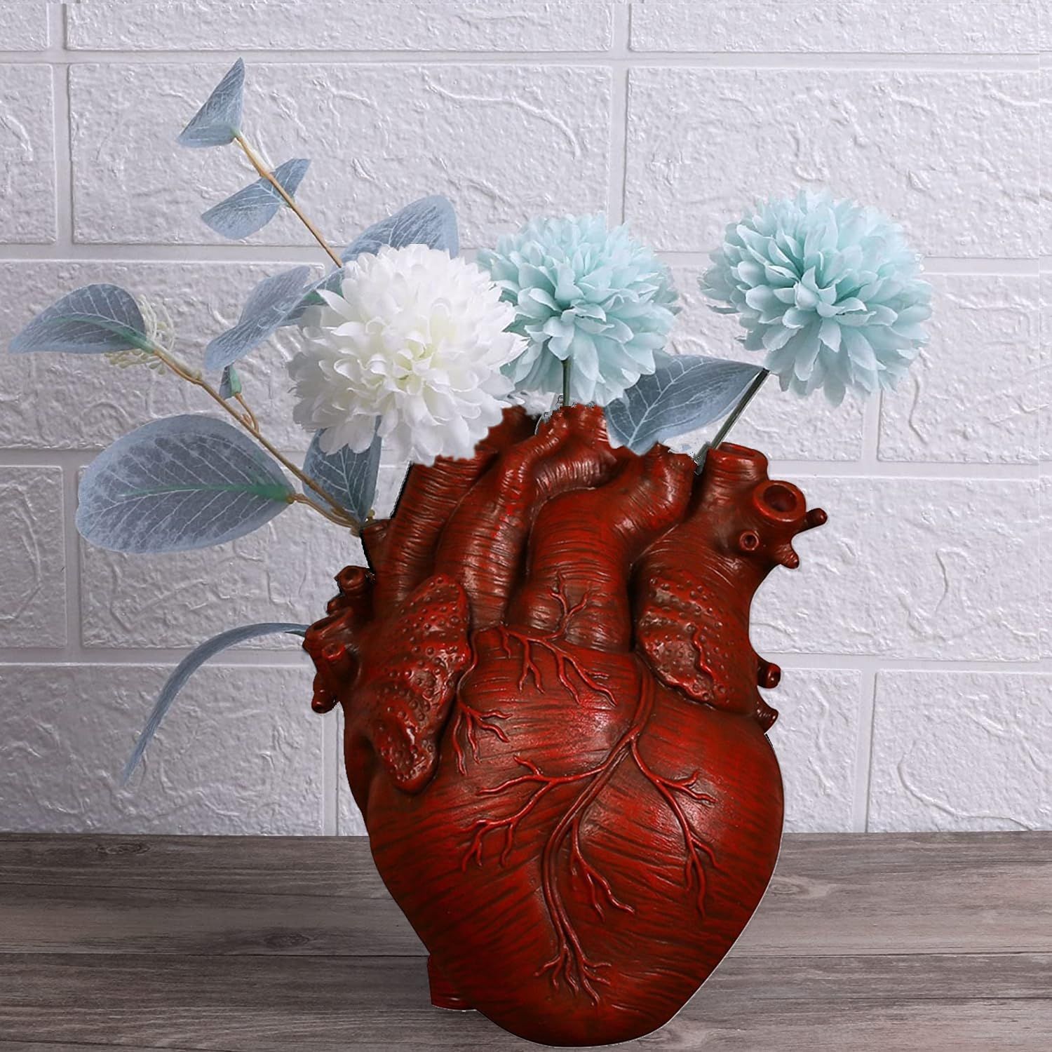 Vase Flower Vases Heart Shaped Decor Resin Flower Pot Modern Unique Nordic Art Style Decorative Vase for Home Wedding Gift Desktop Living Room Decoration - Red - Image 4
