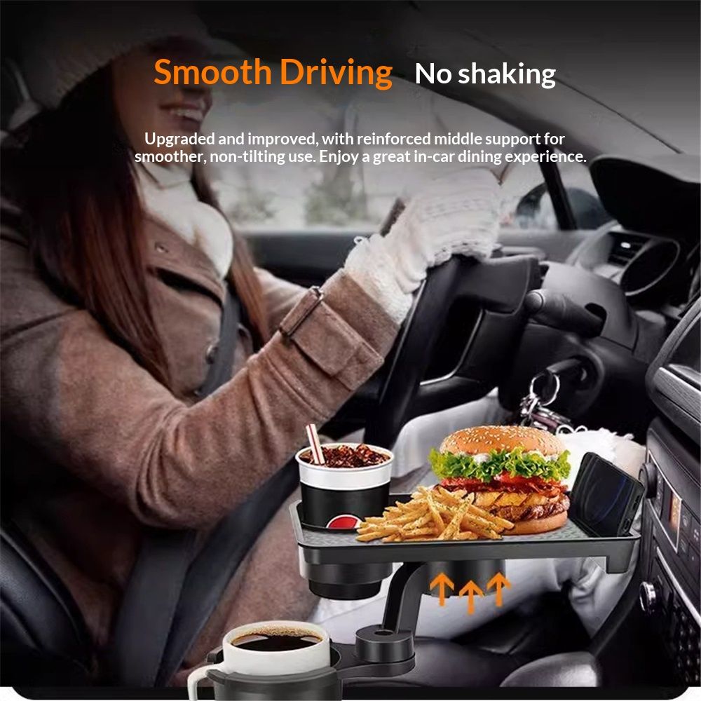 This Cup Holder Tray for Car, 2 in 1 Car Food Table Tray with Solid Base & Phone Slot,Car Cup Holder Expander  Tray for Travel Road Essentials - Image 3