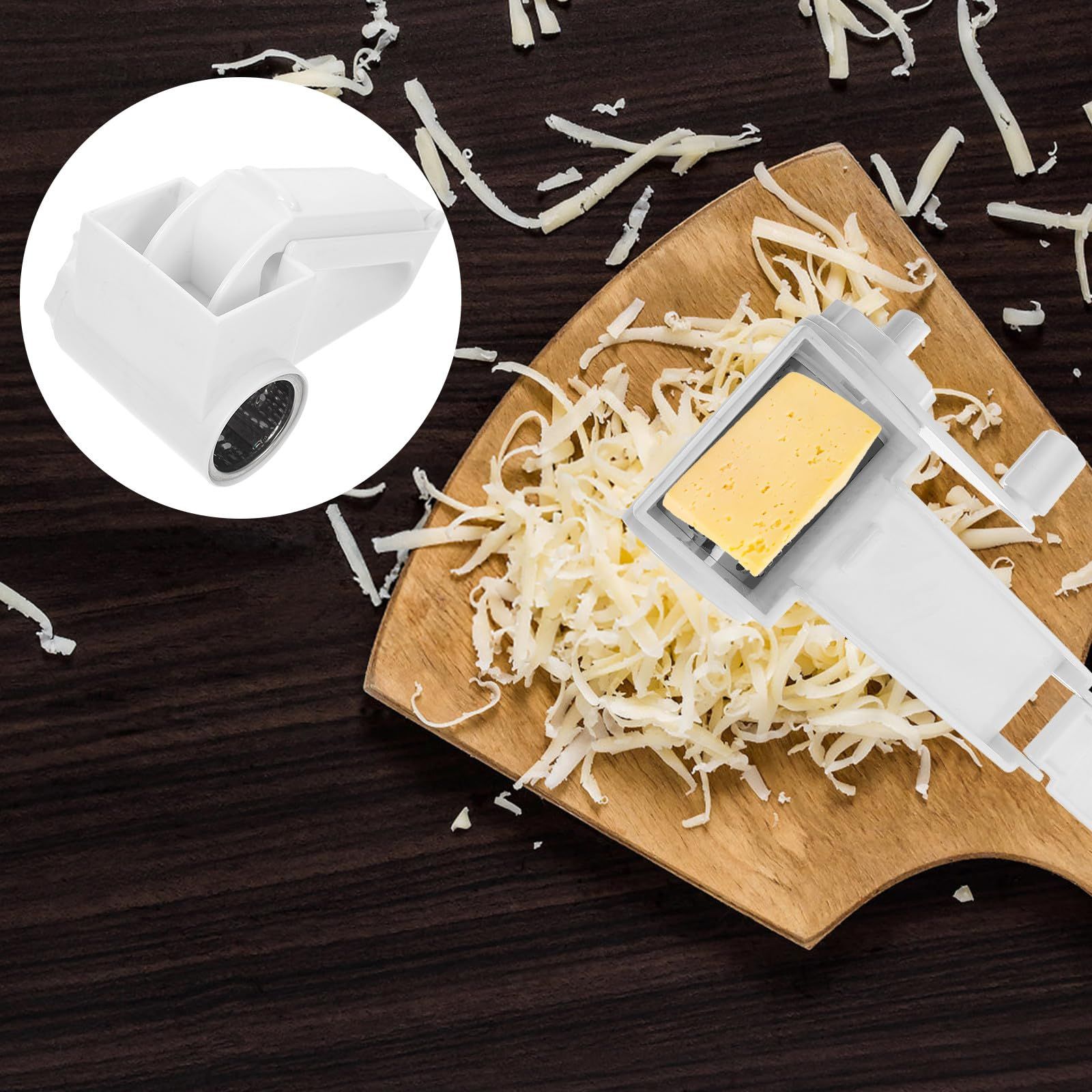 Generic  Rotary Cheese Grater Stainless Steel for Hard Cheese, Parmesan，Nuts, Chocolate （White） - Image 2