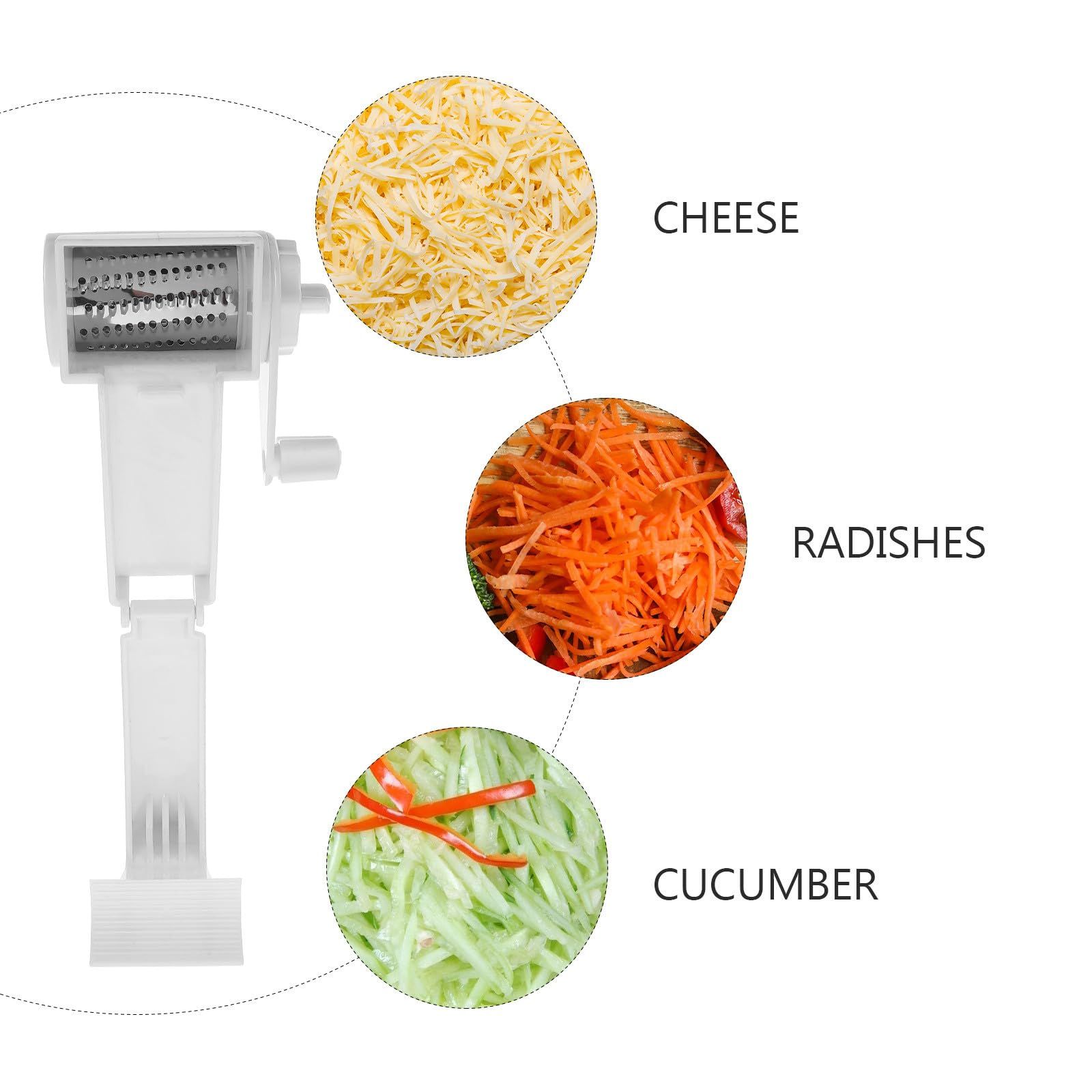 Generic  Rotary Cheese Grater Stainless Steel for Hard Cheese, Parmesan，Nuts, Chocolate （White） - Image 3