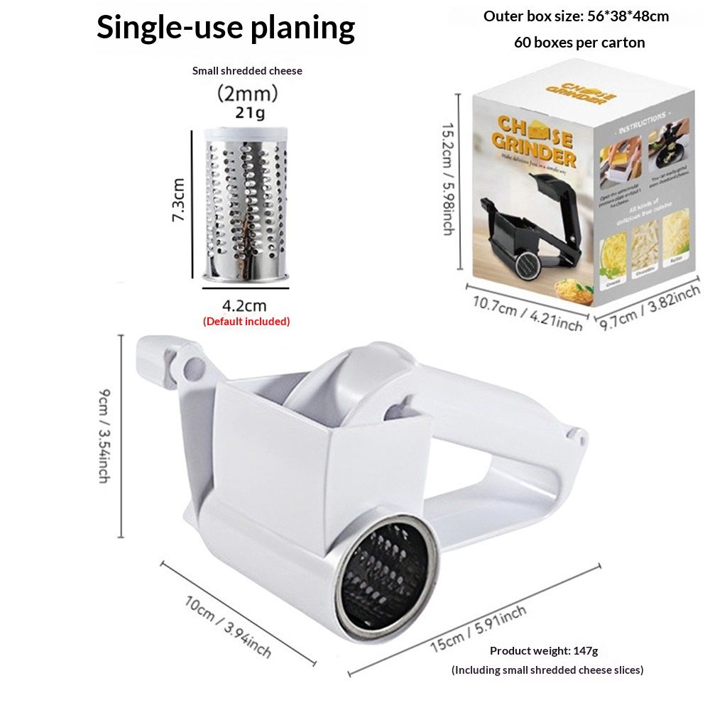 Generic  Rotary Cheese Grater Stainless Steel for Hard Cheese, Parmesan，Nuts, Chocolate （White） - Image 5