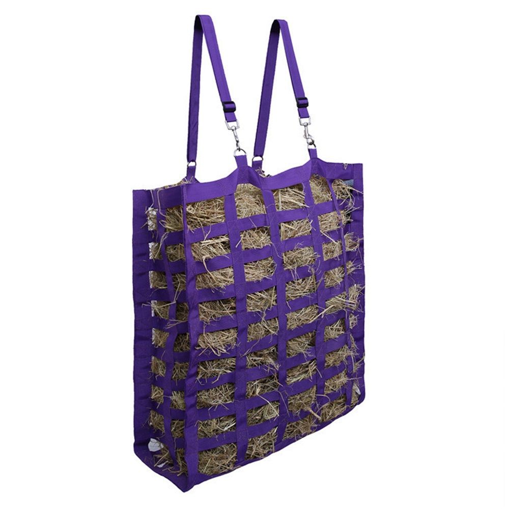 Four sided simple hay net bag, large capacity woven belt, horse hay bag, hay bag, slow feeding hay bag (purple) - Image 3