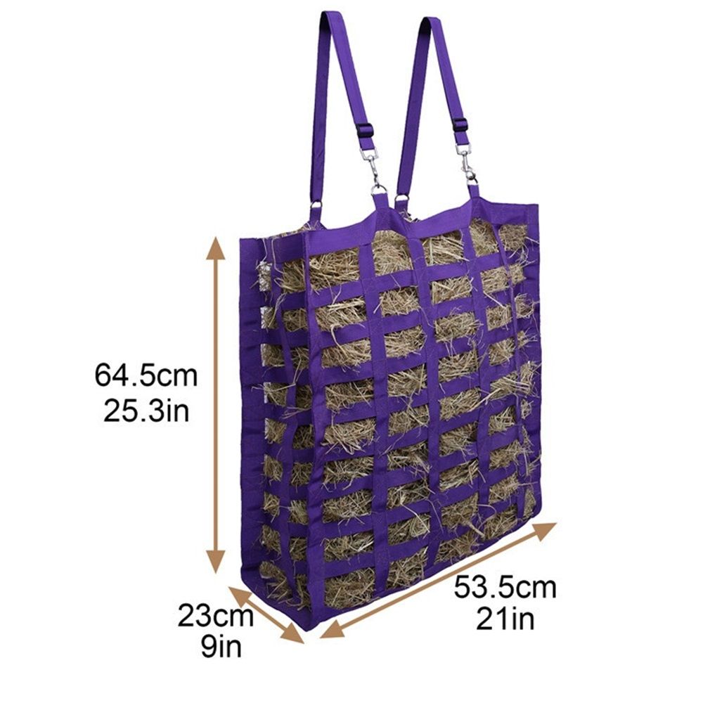 Four sided simple hay net bag, large capacity woven belt, horse hay bag, hay bag, slow feeding hay bag (purple) - Image 5