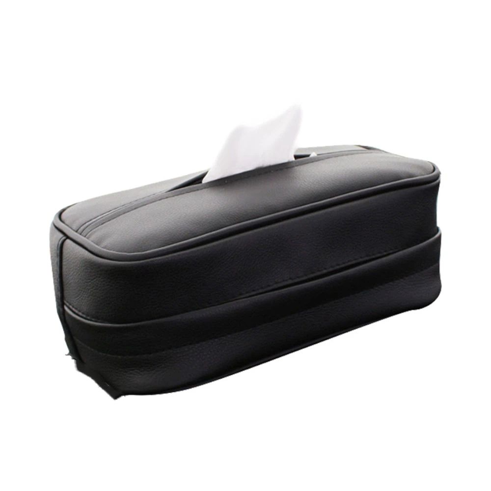 Car Sun Visor Tissue Case Holder Paper Towel Bag Cover, Back Seat Headrest Hanging Napkin Clip（black） - Image 1