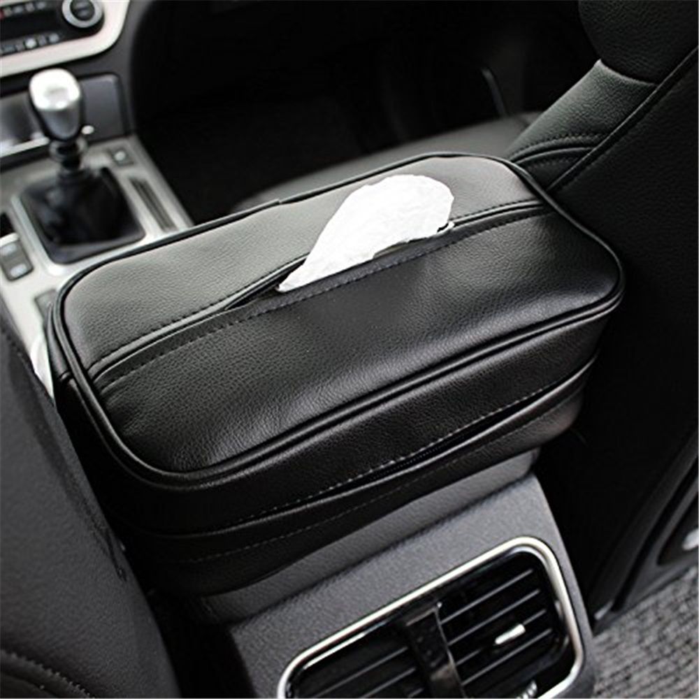 Car Sun Visor Tissue Case Holder Paper Towel Bag Cover, Back Seat Headrest Hanging Napkin Clip（black） - Image 2