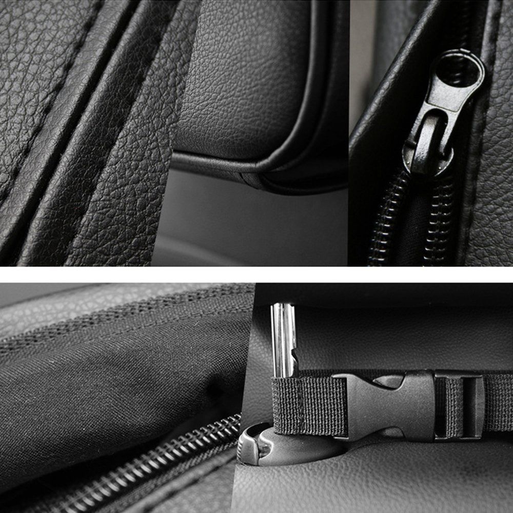 Car Sun Visor Tissue Case Holder Paper Towel Bag Cover, Back Seat Headrest Hanging Napkin Clip（black） - Image 4