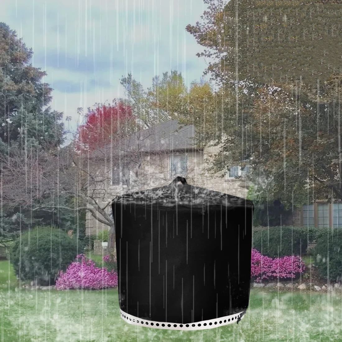 Fire Pit Cover for Solo Stove BonfireCover 46*38cm, Waterproof 600D Camping Stove Cover All Weather Resistant Black - Image 3