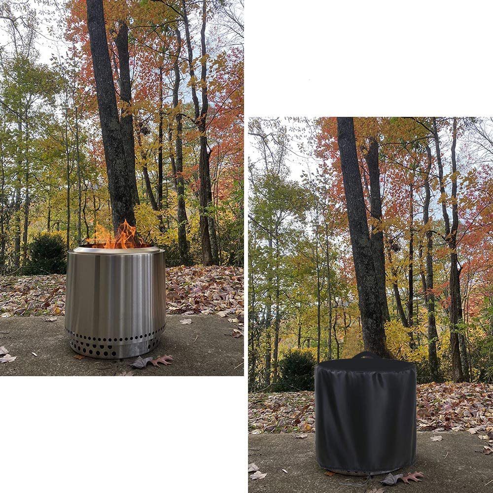 Fire Pit Cover for Solo Stove BonfireCover 46*38cm, Waterproof 600D Camping Stove Cover All Weather Resistant Black - Image 4