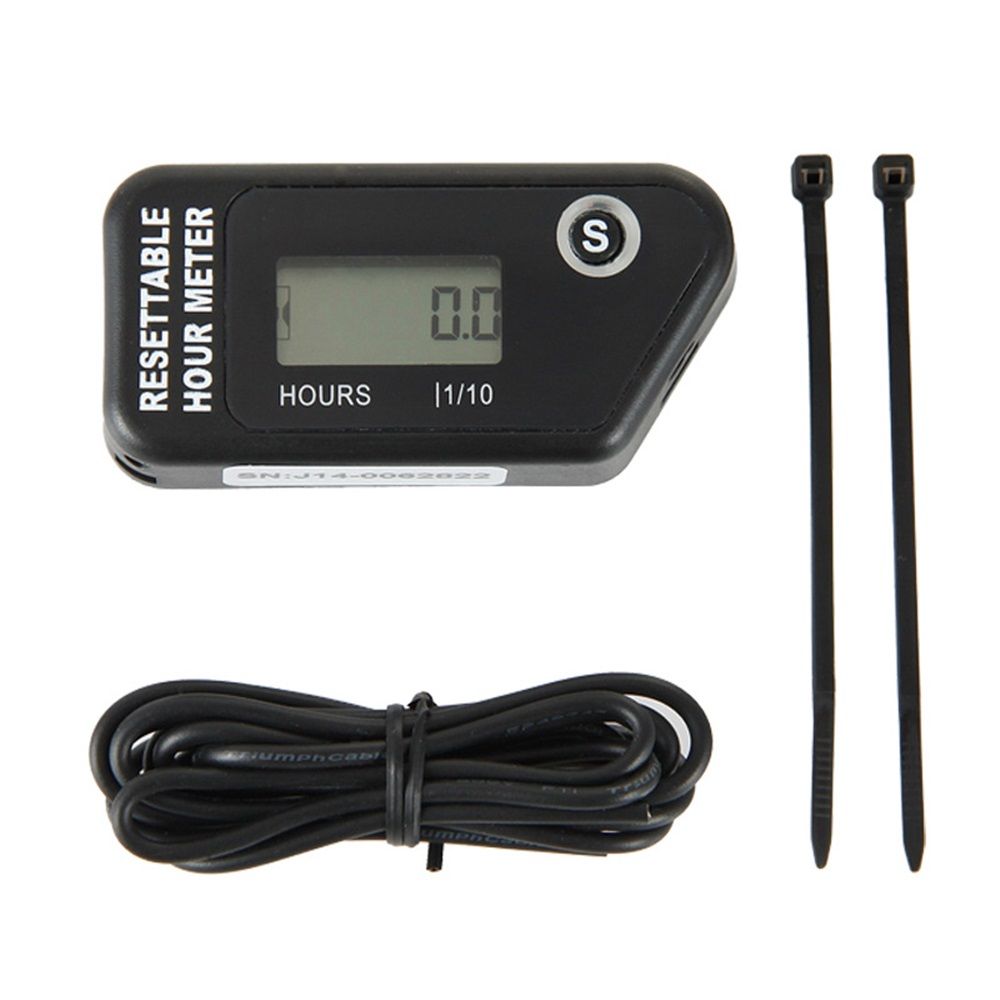 LCD Digital Hour Meter Gauge Vibration Activated,Waterproof Design,for All Vibrating Machine,Air Compressor,Generator,Lawn Mower,Motorcycle,Chainsaw (Black) - Image 1