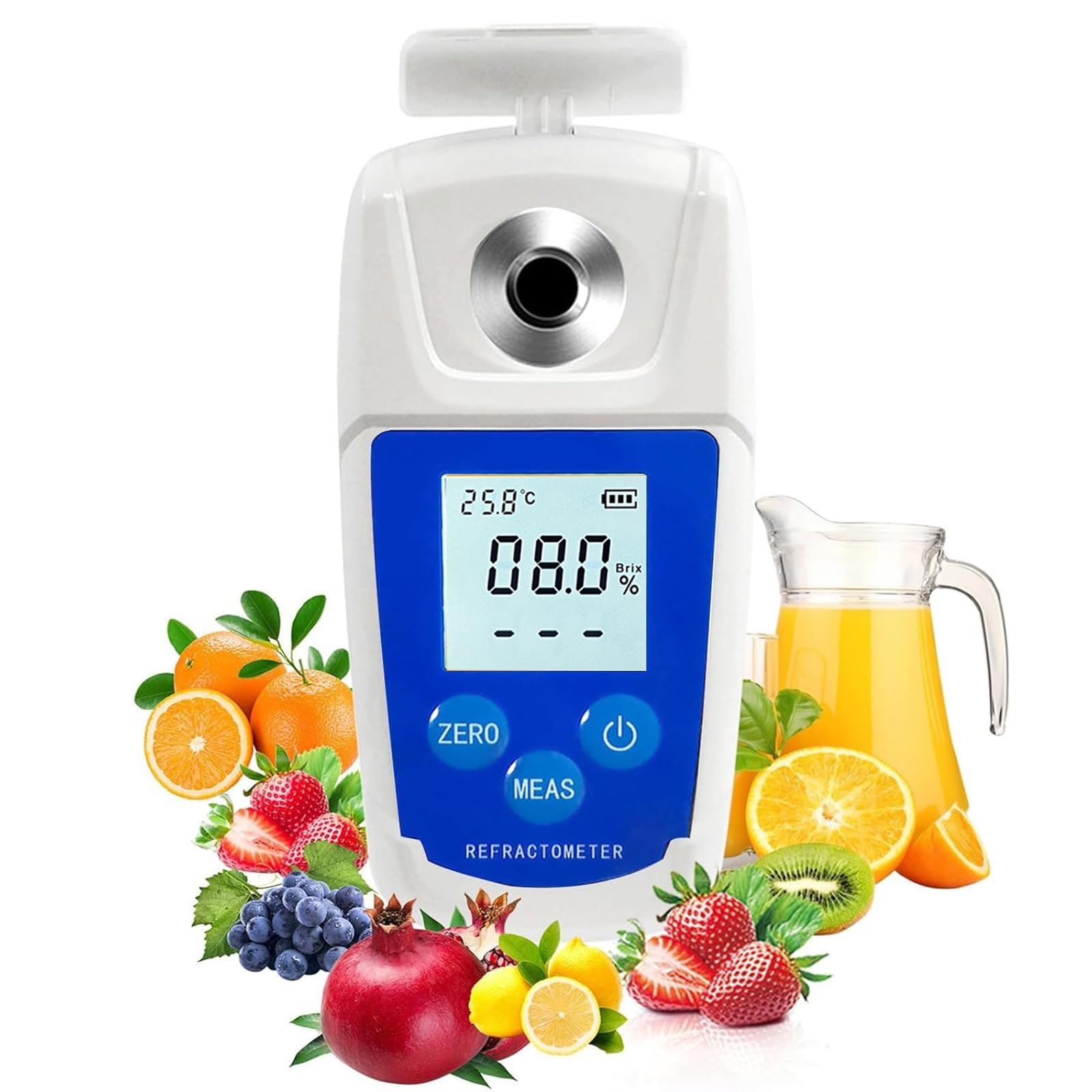 Digital Brix Refractometer  brix Meter Refractometer Automatic Temperature Compensation Brix Refractometer Range 0-55%，±0.1% Precision for Fruit Juice Coffee - Image 1