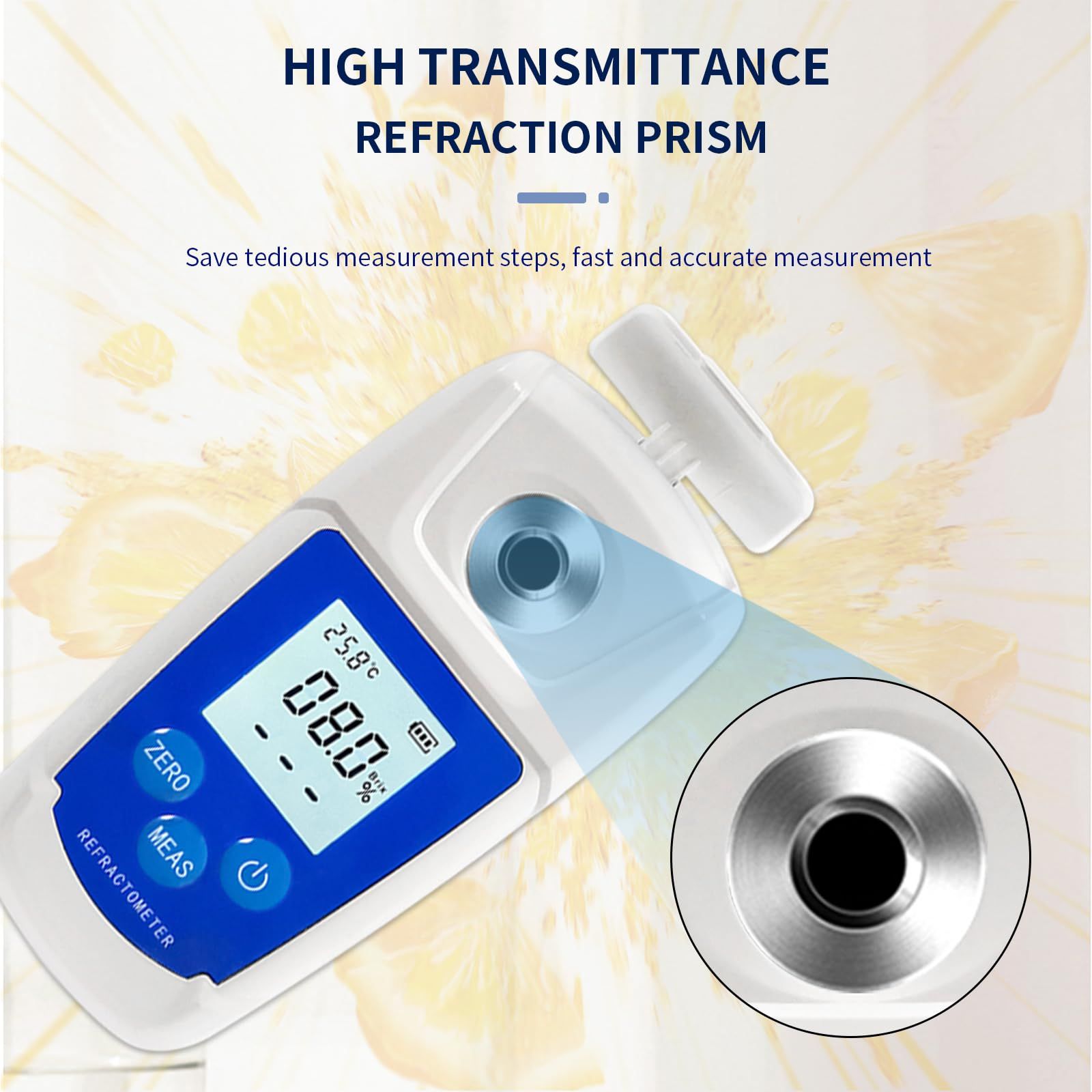 Digital Brix Refractometer  brix Meter Refractometer Automatic Temperature Compensation Brix Refractometer Range 0-55%，±0.1% Precision for Fruit Juice Coffee - Image 2