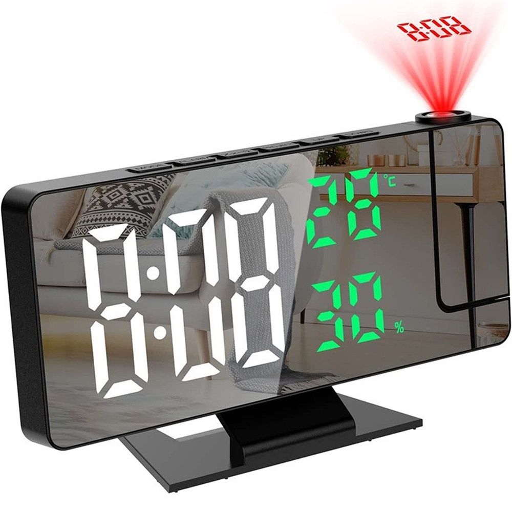 Digital Projection Alarm Clock with Temperature and Humidity Display, white LED Display，The Projection That can be Turned. - Image 1