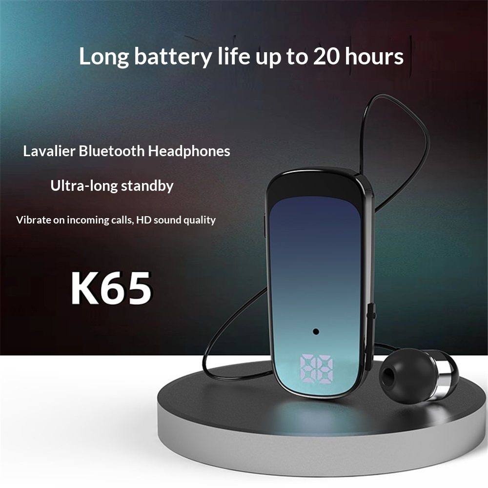 Retractable Wireless Headset Headphone Stereo Earphone V5.2 Noise Cancelling Mic Clip on Earpiece Comfortable HandsFree Headset 20Hrs Talking Time Sports Business Trucker Driver Earbud - Image 4