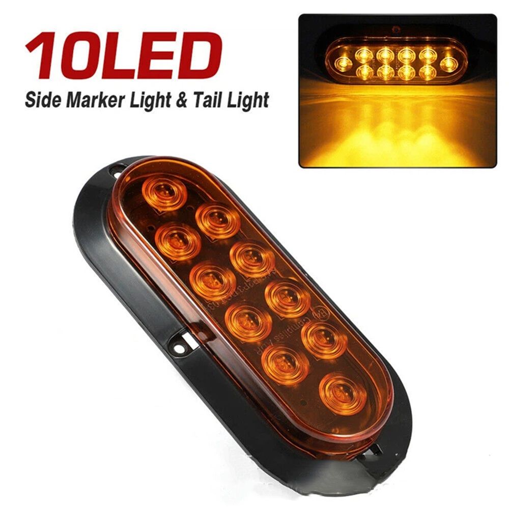 4pc 6 inch Amber Oval LED Trailer Tail Light Kit [Surface-Mount] [IP67 Waterproof] [Park & Turn Signal] Yellow Orange Marine Trailer Lights for Boat Trailer RV Trucks - Image 1