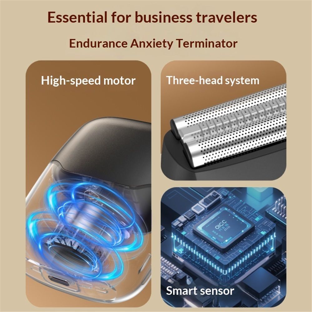 Electric Foil Shaver for Men :Floating Blades, LED Display, Fast Charge, Perfect for Travel & Smooth Shaving at Home Gray - Image 2