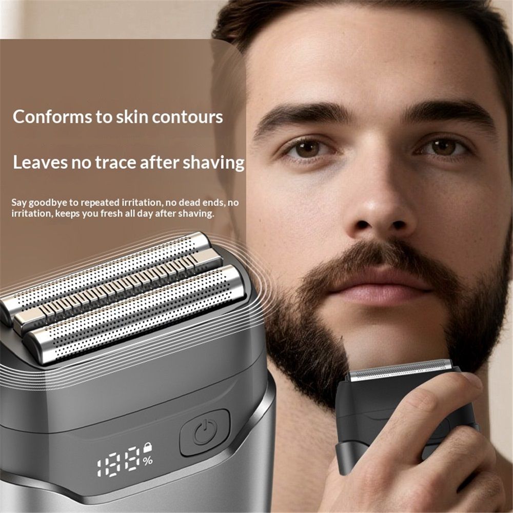 Electric Foil Shaver for Men :Floating Blades, LED Display, Fast Charge, Perfect for Travel & Smooth Shaving at Home Gray - Image 3