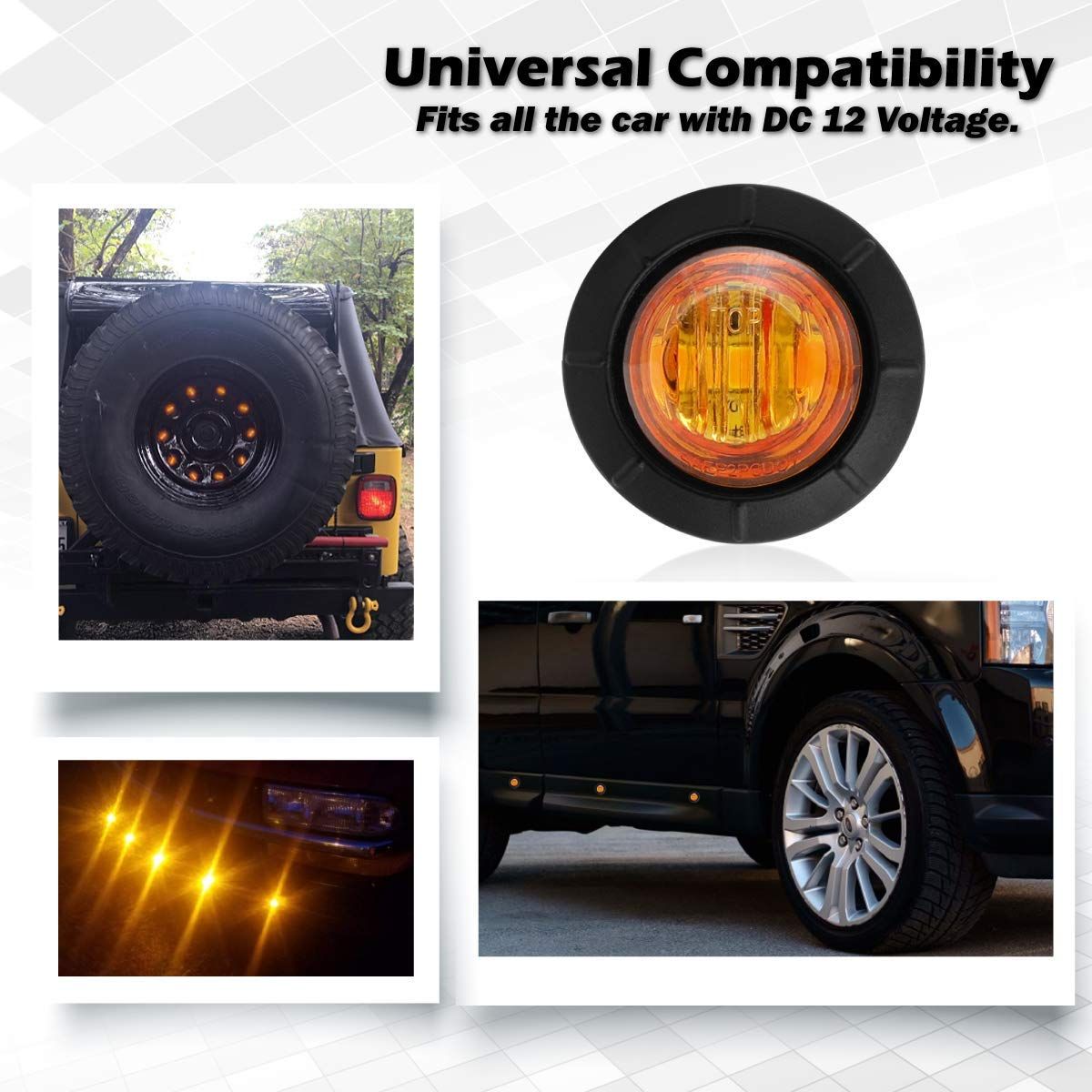 (Pack of 50 ）Mini Round Amber LED Side Marker Turn Signal Light Clearance Lamp for Truck Trailer Marine Waterproof 12V DC - Image 4