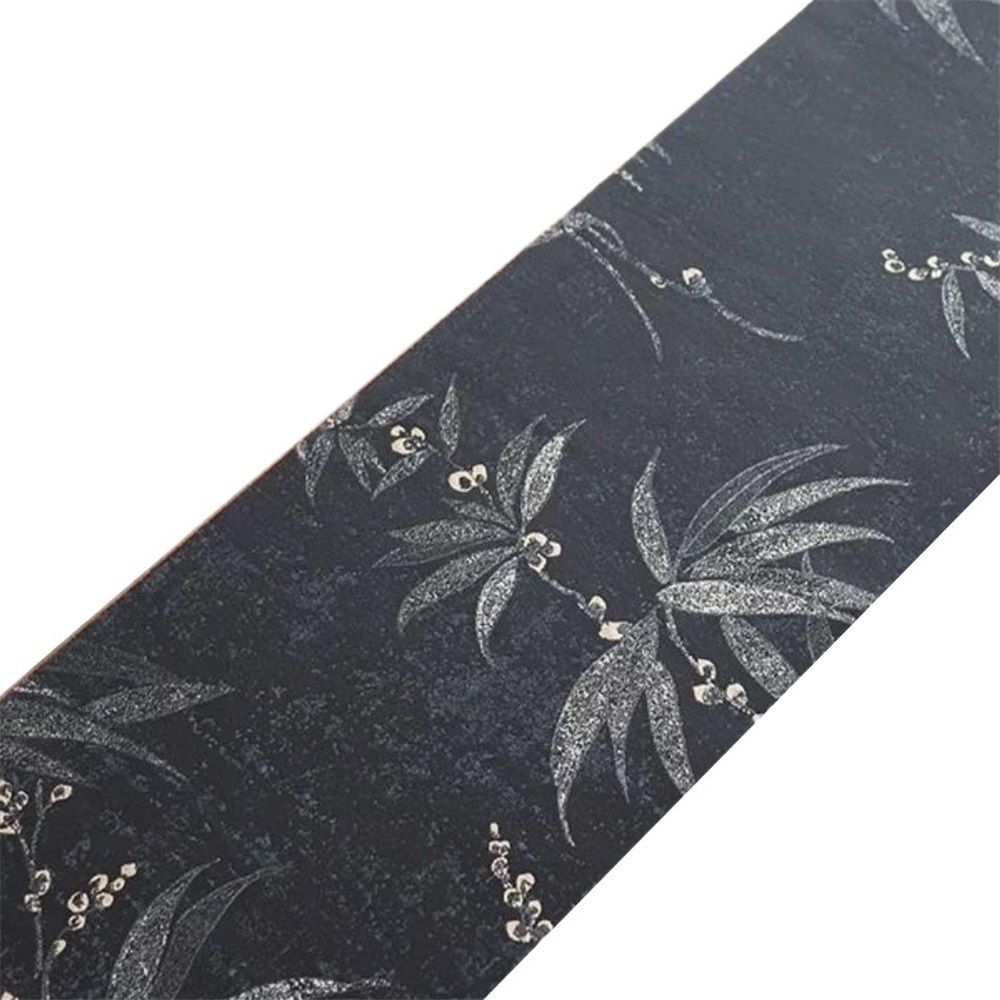 Flower black placemat, tablecloth, autumn/winter floral leaf, spring plant tablecloth, suitable for dinner and wedding decoration (28 * 150cm) - Image 1