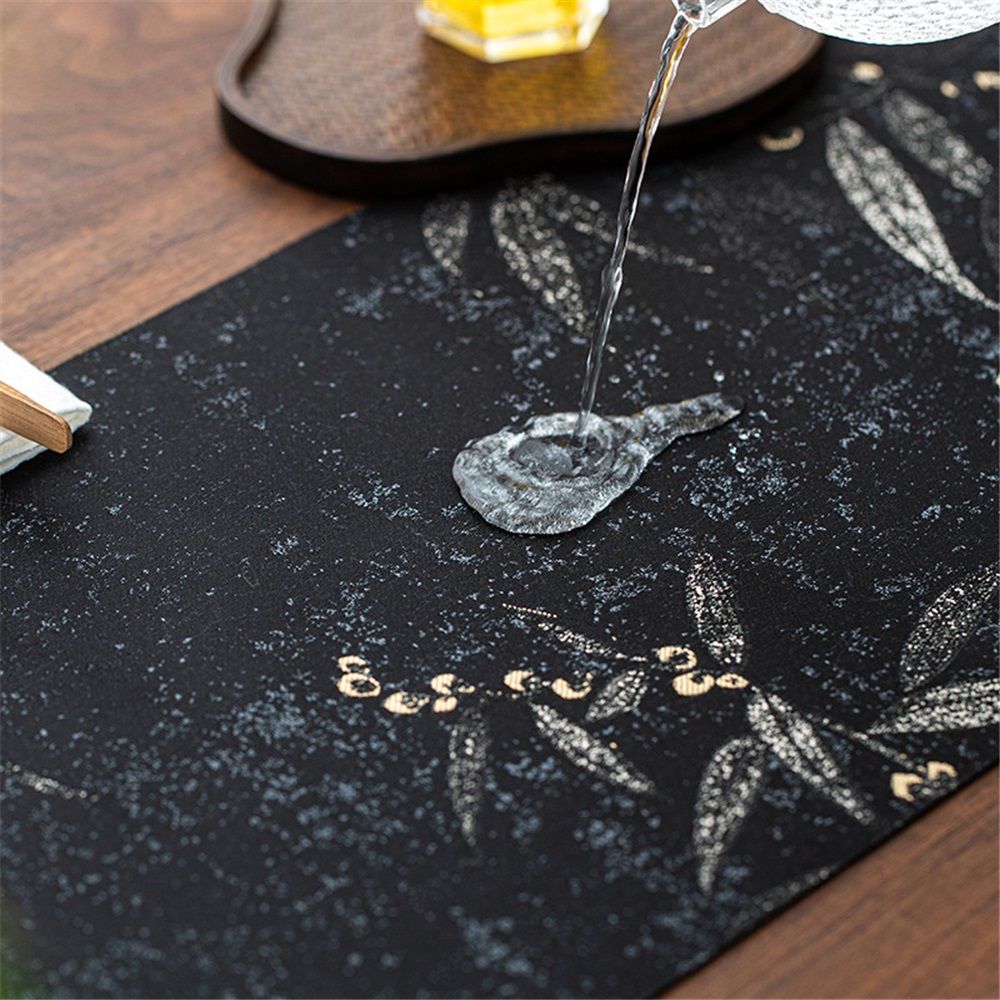 Flower black placemat, tablecloth, autumn/winter floral leaf, spring plant tablecloth, suitable for dinner and wedding decoration (28 * 150cm) - Image 4