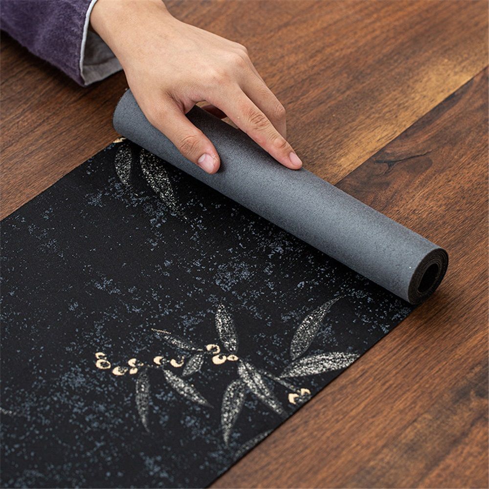 Flower black placemat, tablecloth, autumn/winter floral leaf, spring plant tablecloth, suitable for dinner and wedding decoration (28 * 150cm) - Image 5