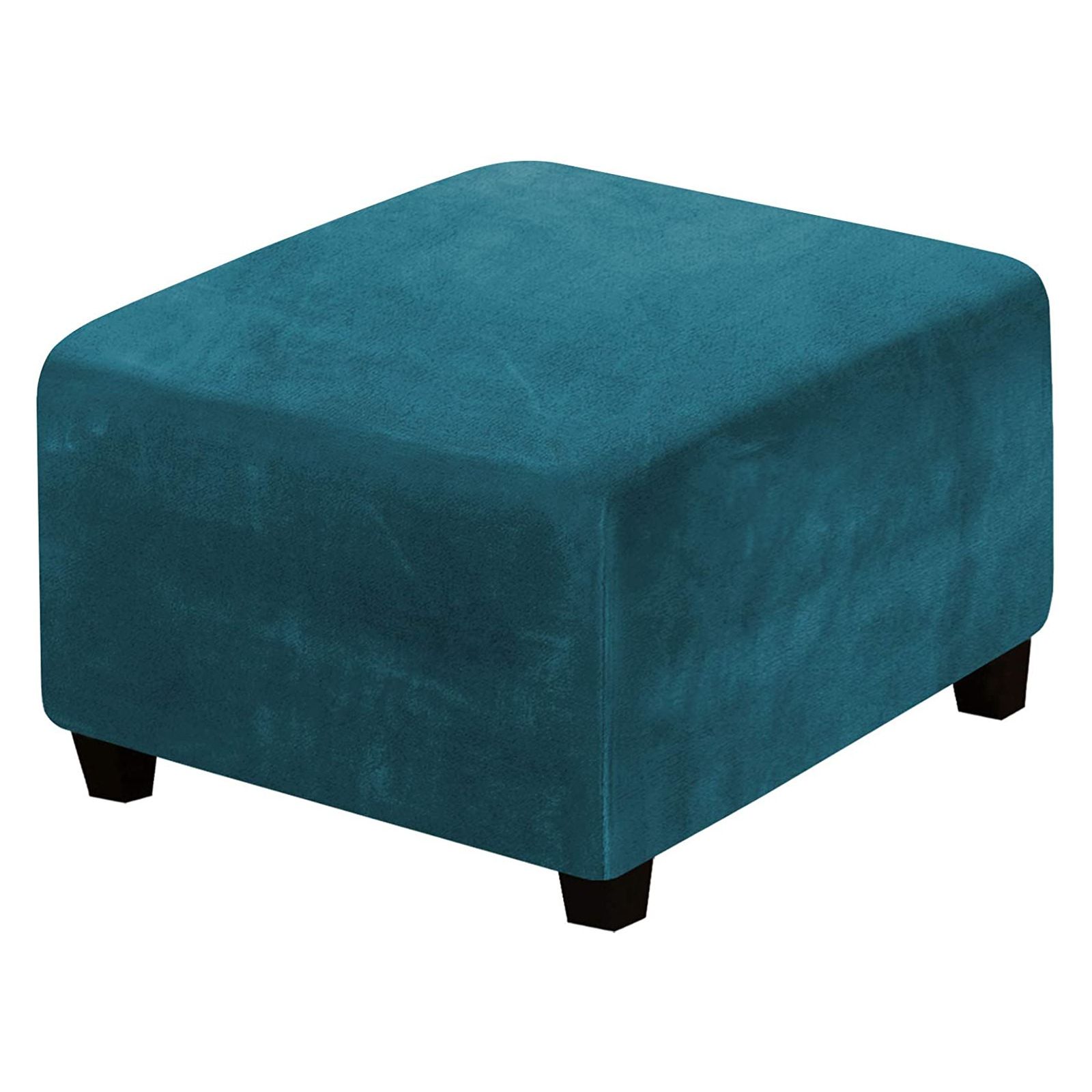 Velvet sofa cover, extendable footstool cover, detachable footstool sofa cover, folding storage stool furniture protective cover (dark blue) - Image 1