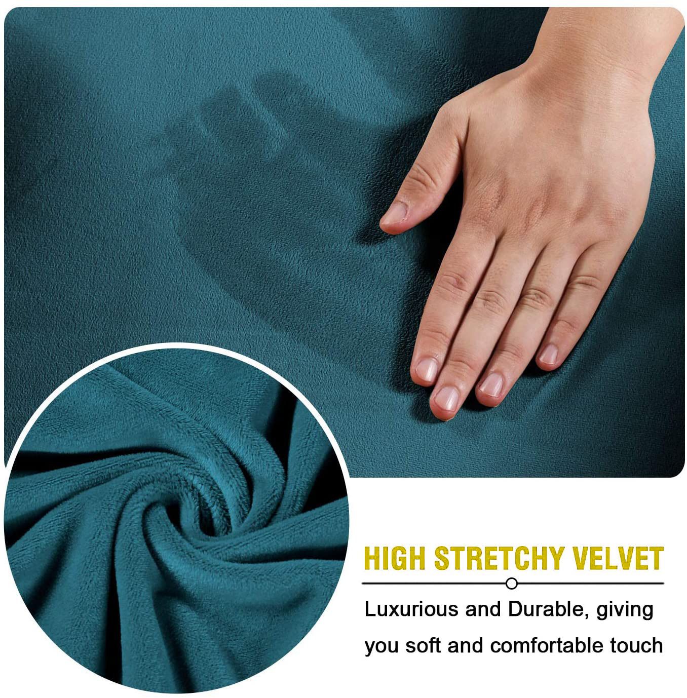 Velvet sofa cover, extendable footstool cover, detachable footstool sofa cover, folding storage stool furniture protective cover (dark blue) - Image 3