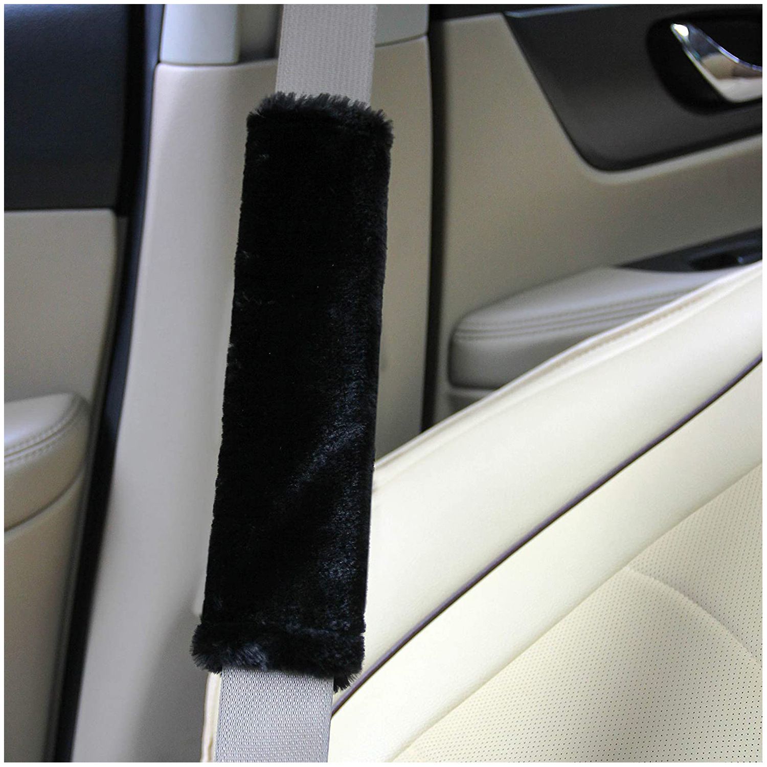 Belt Cover,  Ultra-Soft & Durability,Thick Seat Belt Pads, Universal Fit for Car, Truck, SUV 2Pack (black) - Image 2